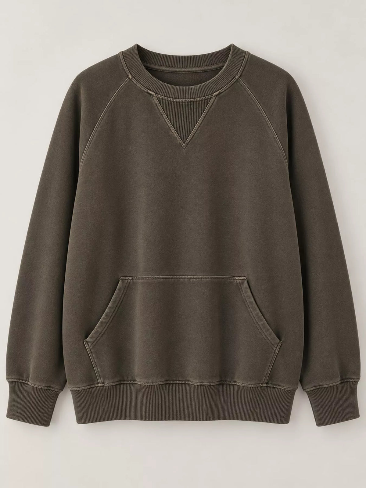 Brown crew neck raglan sleeve sweatshirt