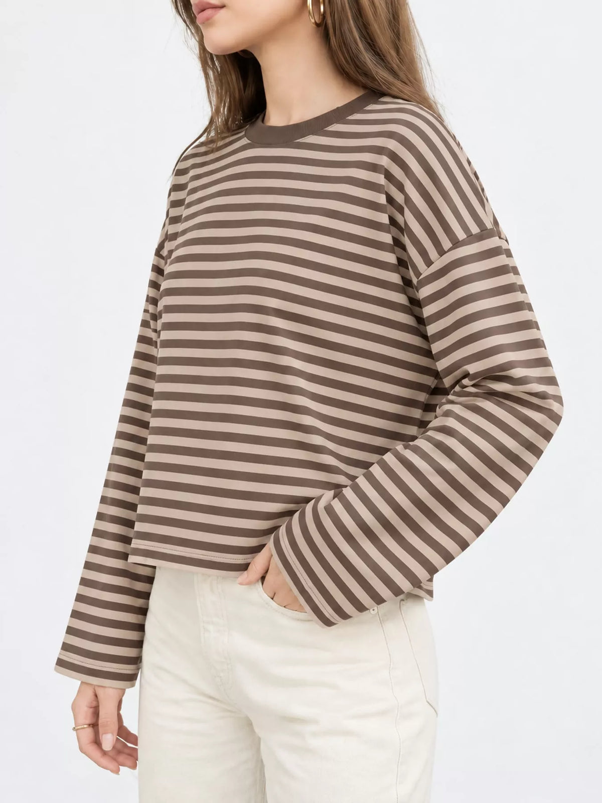 Long Sleeve Crew Neck T-Shirt — side view