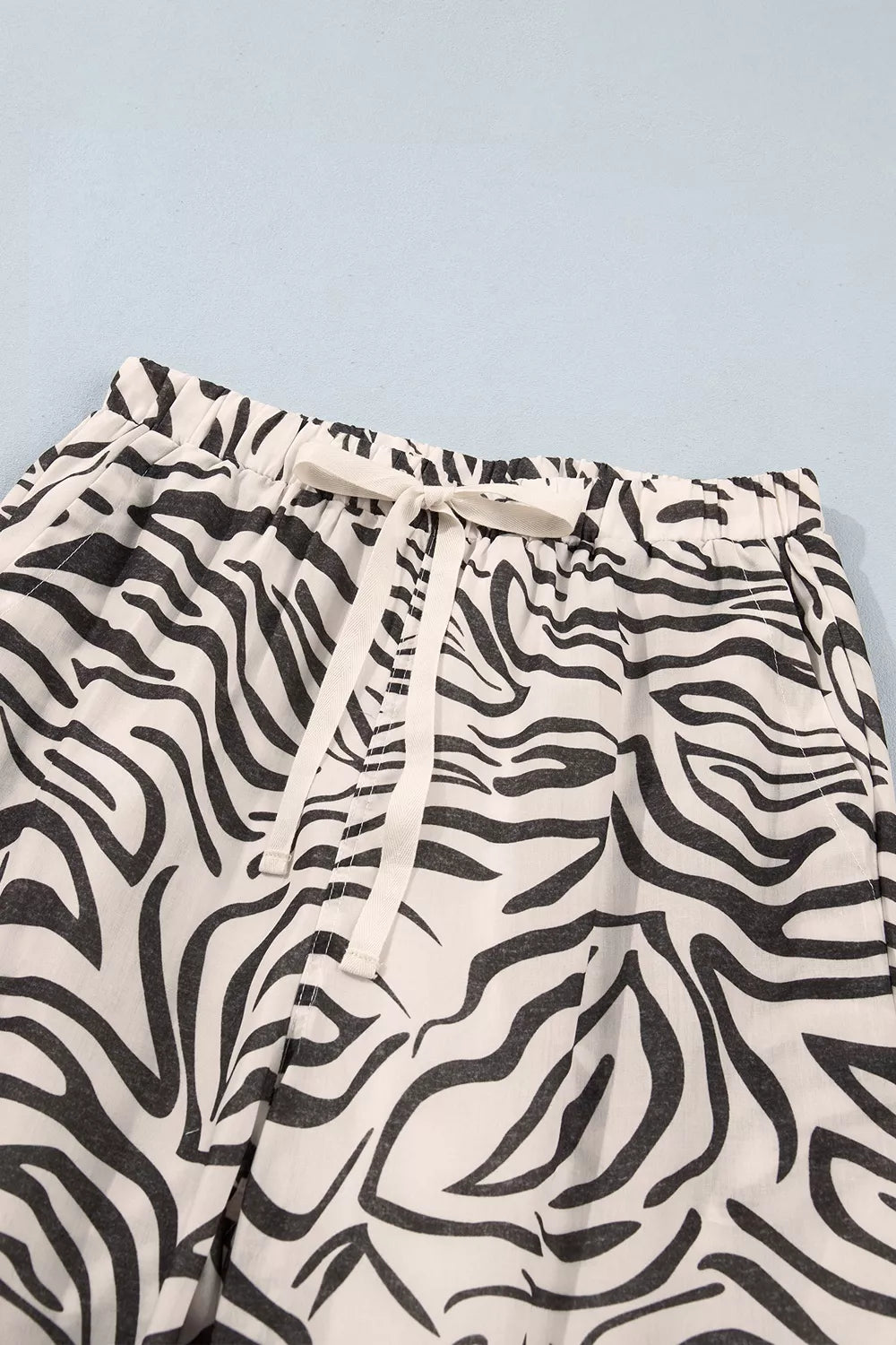Trendsi Multicolour Western Print Zebra Pattern Elastic Waist Pocket Pants -