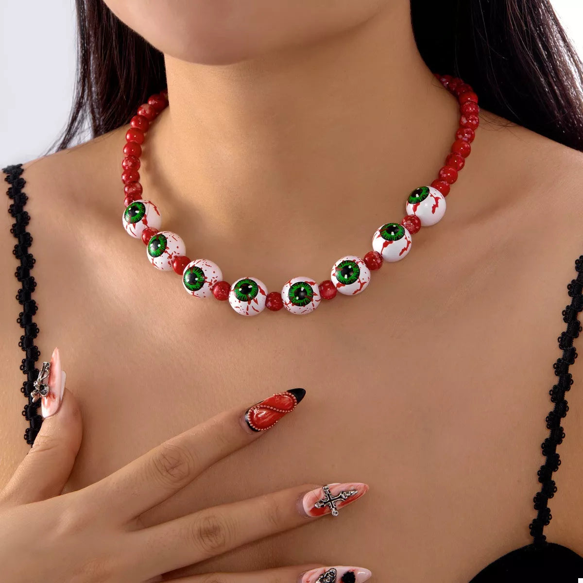 Trendsi Halloween Beaded Necklace and Bracelet Jewelry Set -
