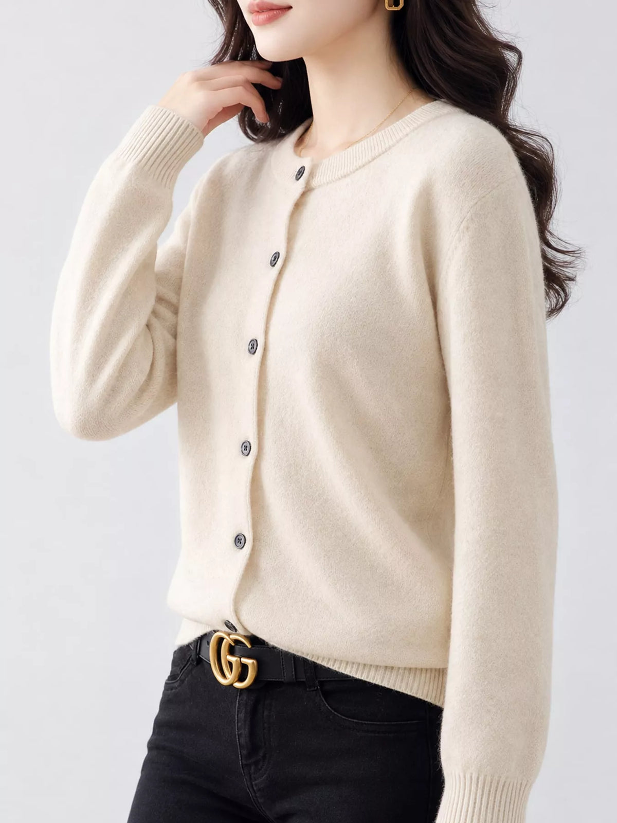 Button-down cardigan, cream side