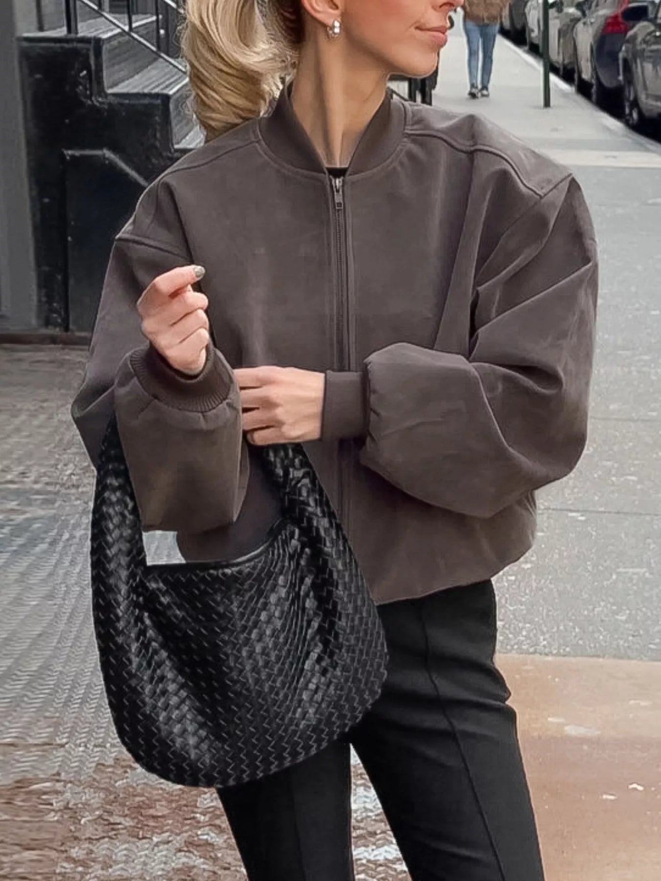 Trendsi Zip Up Dropped Shoulder Jacket -