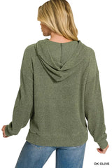 Trendsi Zenana Brushed Ribbed Hacci Hoodie -