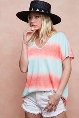 Trendsi BiBi Tiedye Printed Hacci Knit Top -