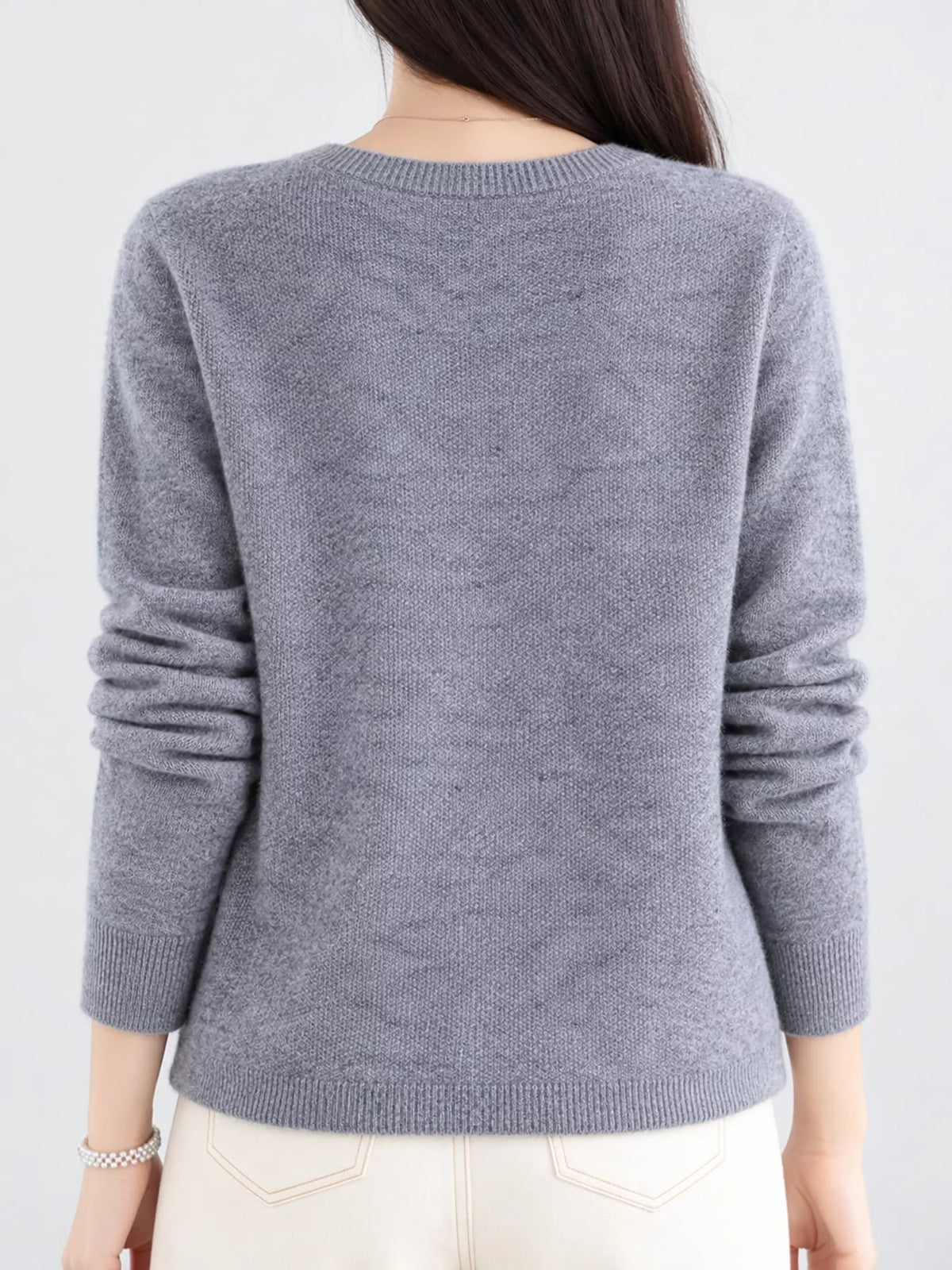 Ribbed cardigan, gray back
