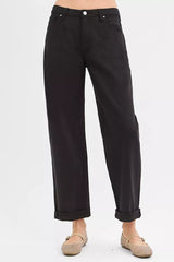 Trendsi RISEN Tummy Control Mid Rise Ankle Barrel Relaxed Baggy -