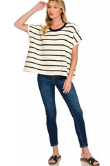 Trendsi Zenana Striped Oversize Sweater Top -