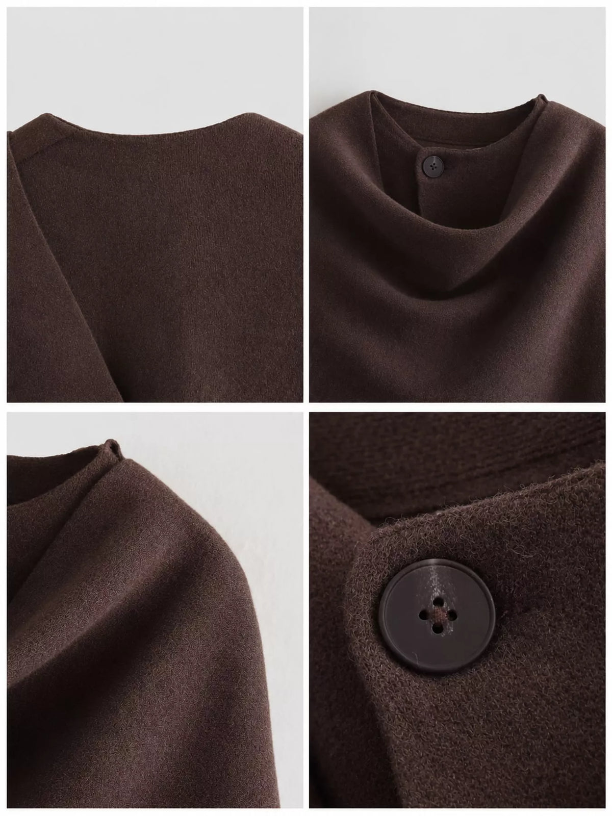 Oversized Drape-Front Knit Cardigan — garment construction details