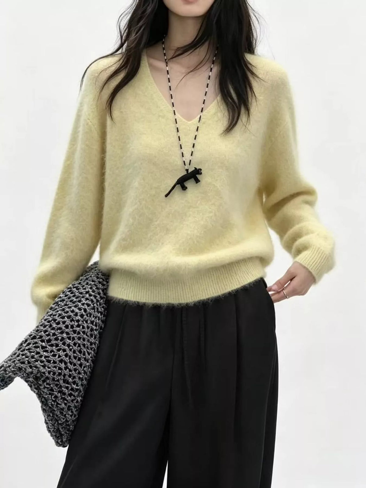 Yellow v-neck sweater