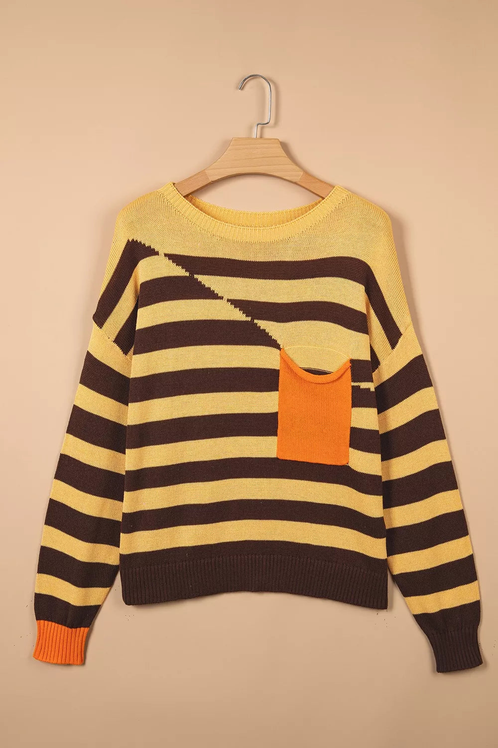 Trendsi Stripe Striped Drop Shoulder Colorblock Pullover Sweater -