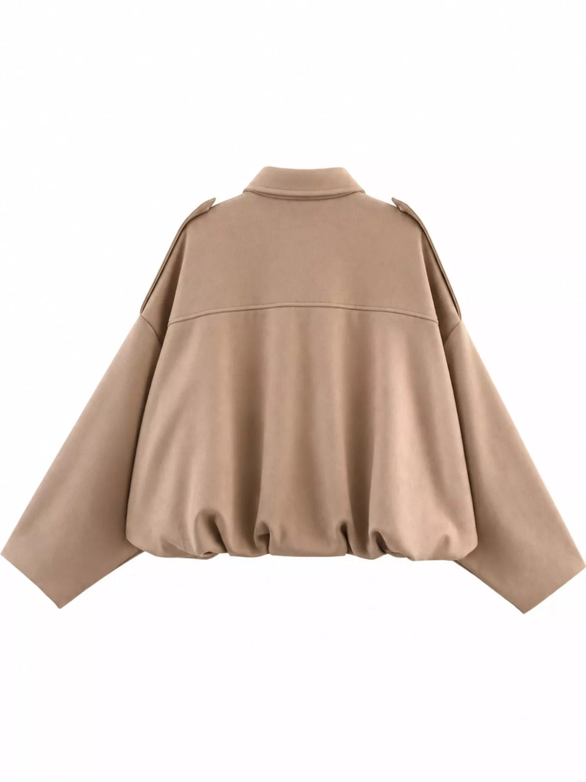 Oversized zip jacket, tan back