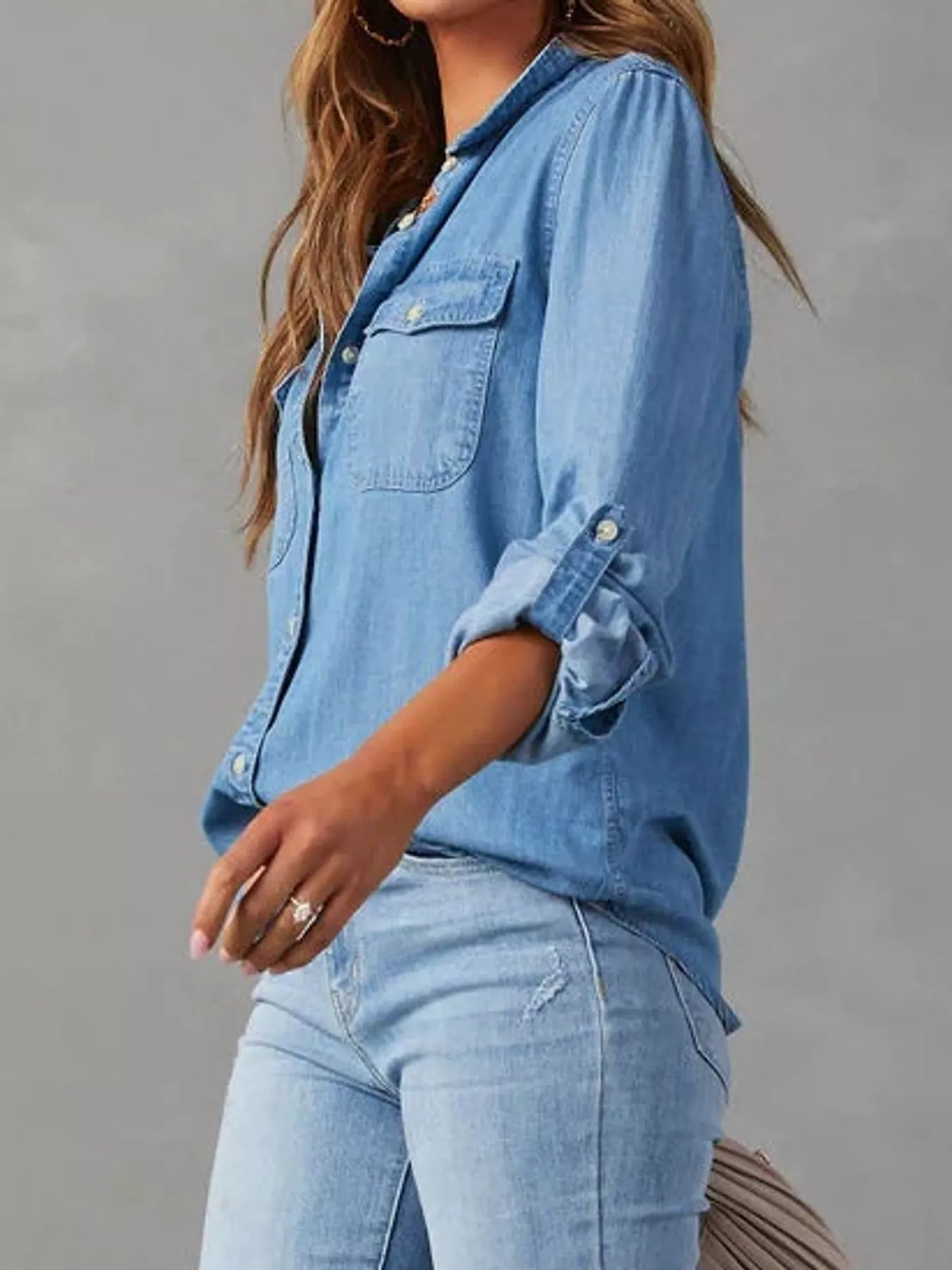 Dark Blue button-down denim shirt