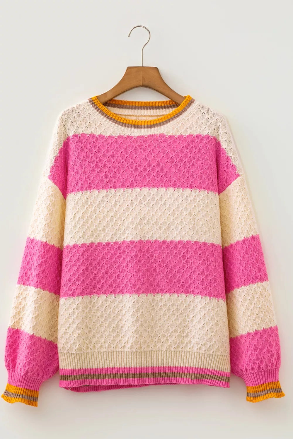 Trendsi Stripe Striped Colorblock Texture Drop Shoulder Sweater -
