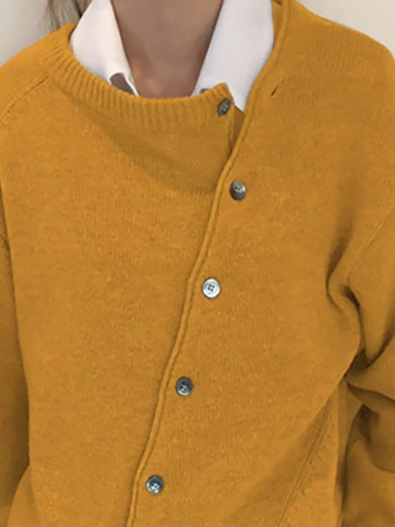 Trendsi Asymmetric Button-Down Sweater -