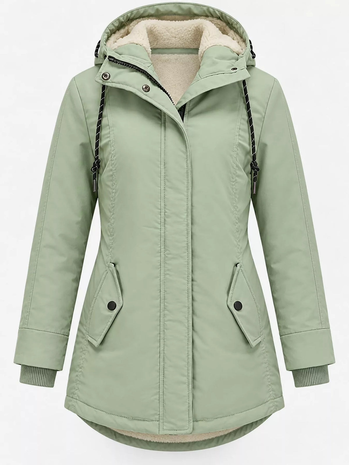 Sherpa-Lined Hooded Jacket — garment front