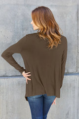 Trendsi Basic Bae Full Size Open Front Long Sleeve Cardigan - Shirts