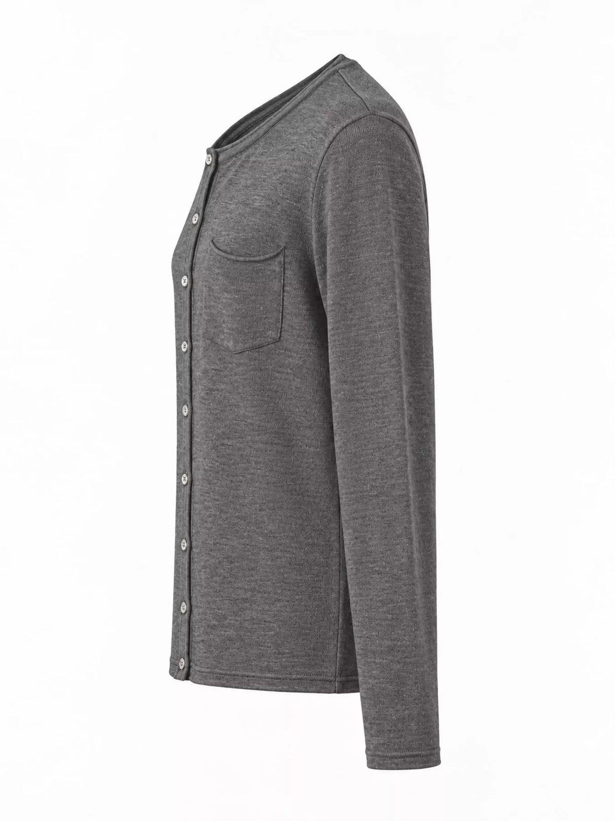 Round neck long sleeve cardigan, product view