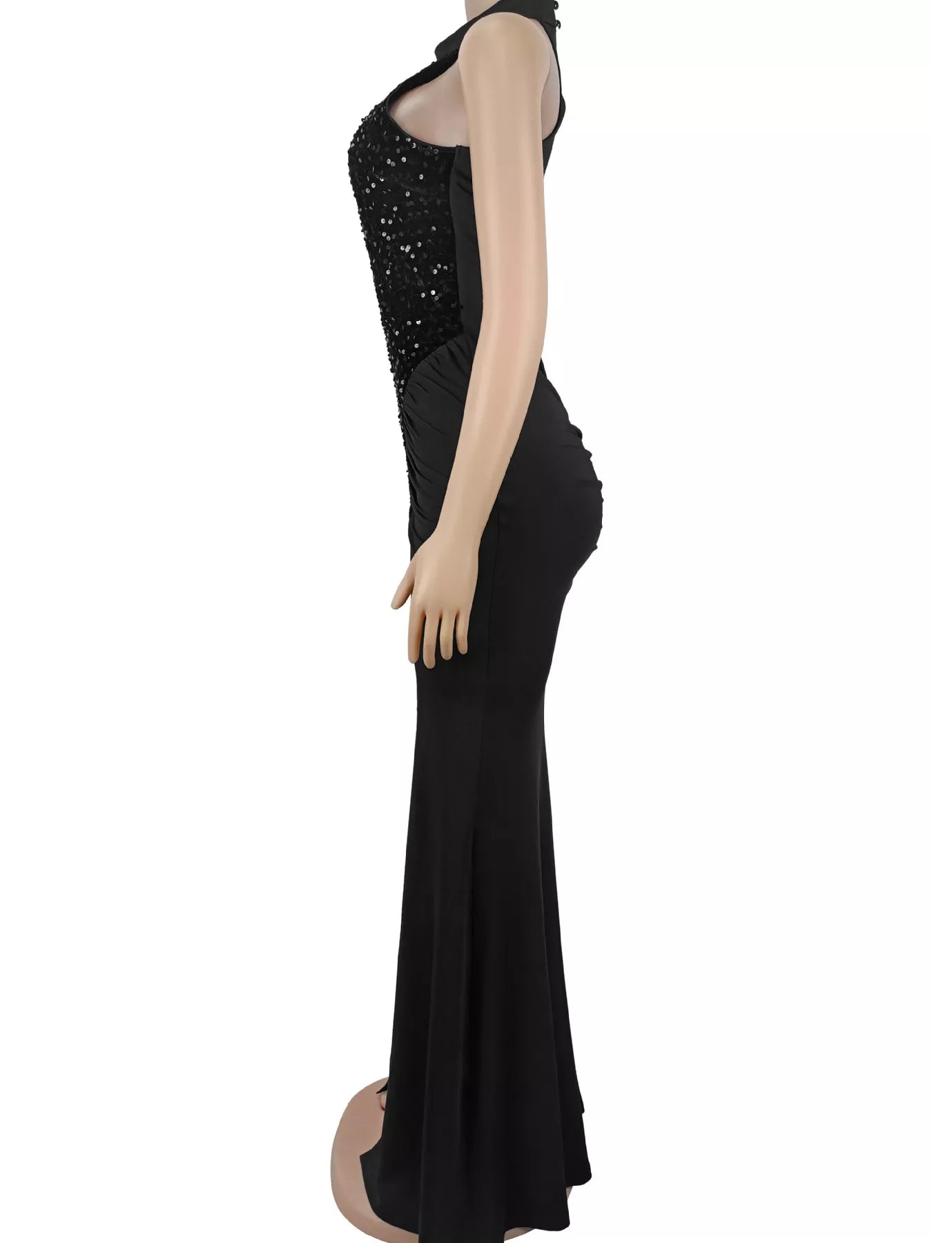 Trendsi Sequin High Slit Sleeveless Maxi Dress -