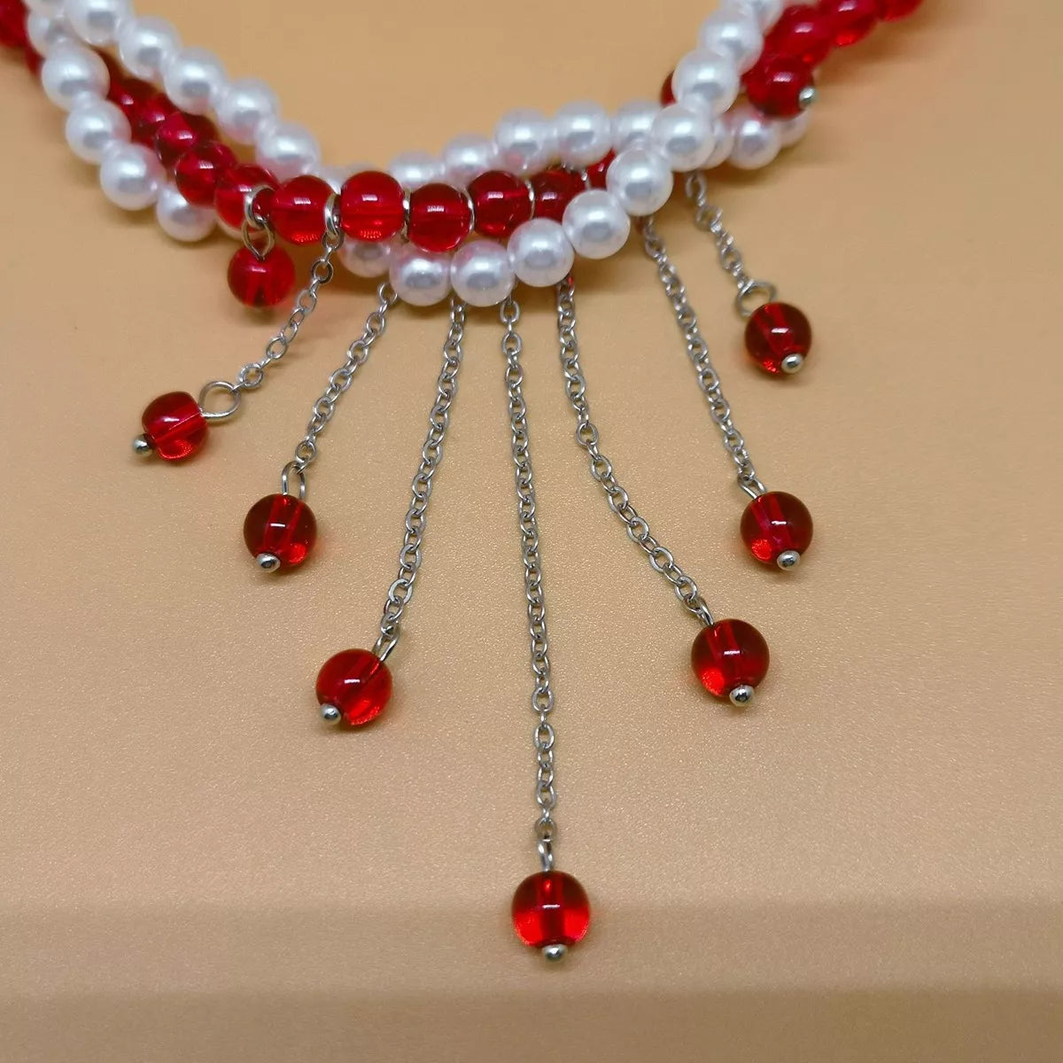 Trendsi Twisted Bead Tassel Necklace -