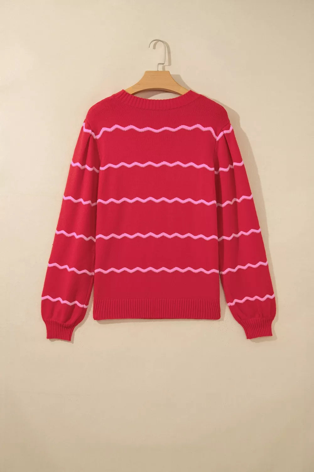 Trendsi Striped Round Neck Long Sleeve Shift Pullover Sweater -
