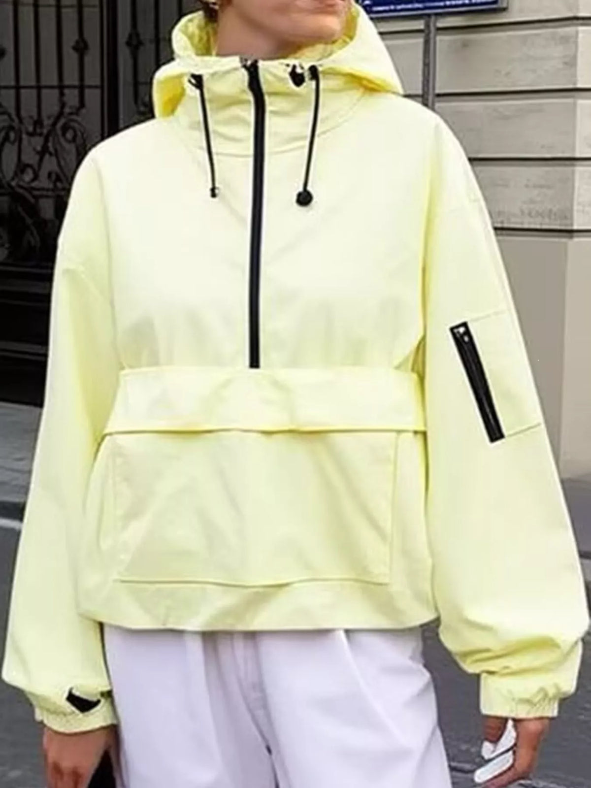 Half-Zip Hooded Anorak Jacket — front view