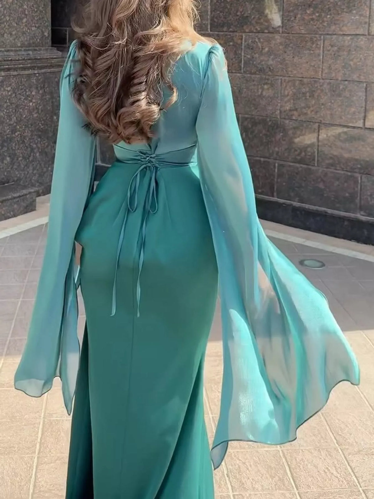 Round Neck Maxi Dress — back view