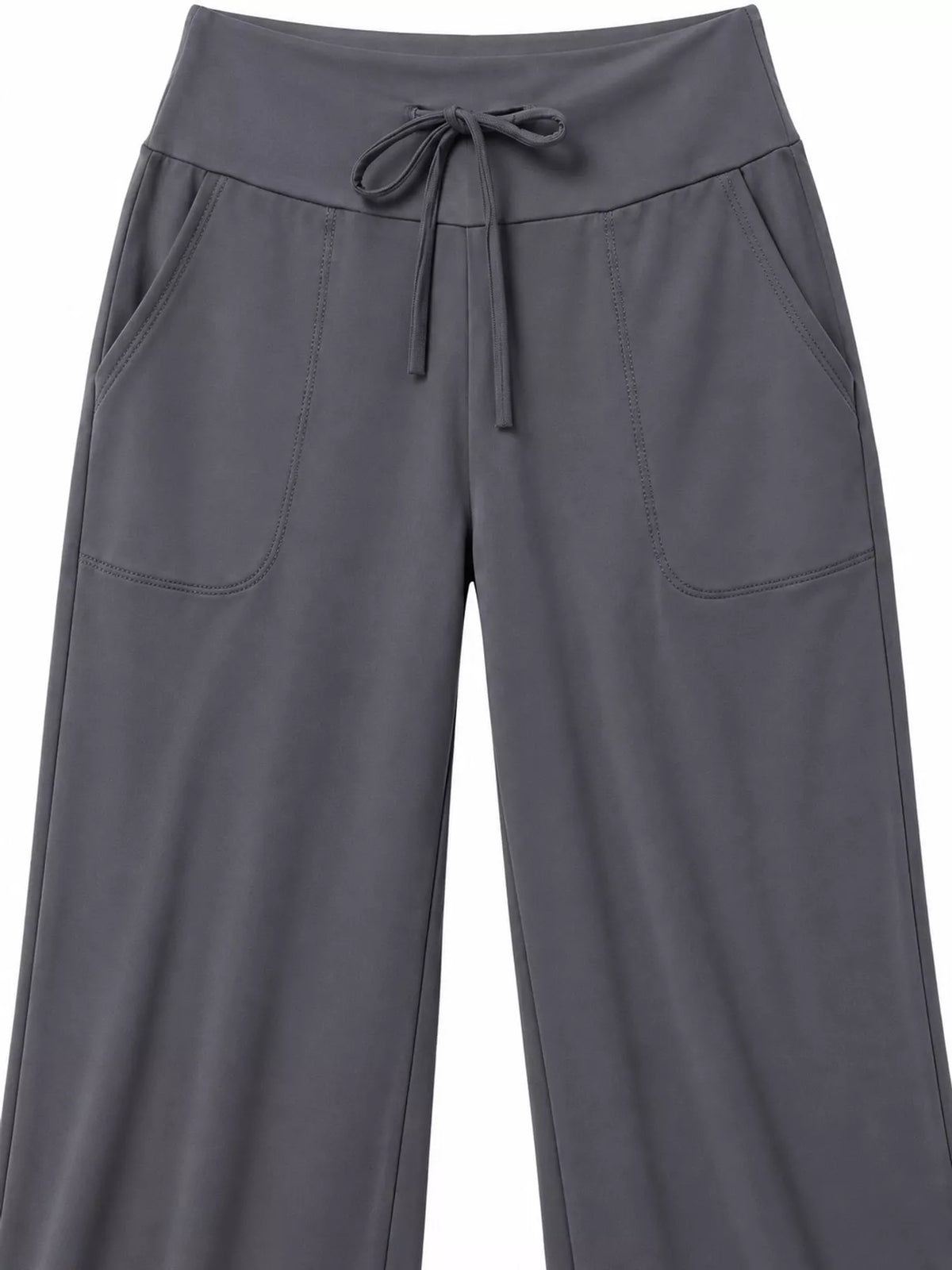 Wide-leg lounge pants, gray drawstring waist