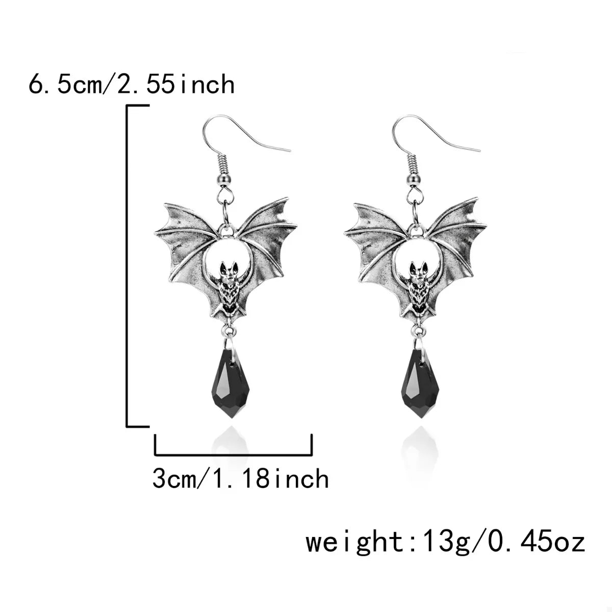 Trendsi Gothic Bat Drop Earrings -