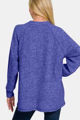 Trendsi Zenana Full Size Brushed Melange Hacci High-Low Sweater -
