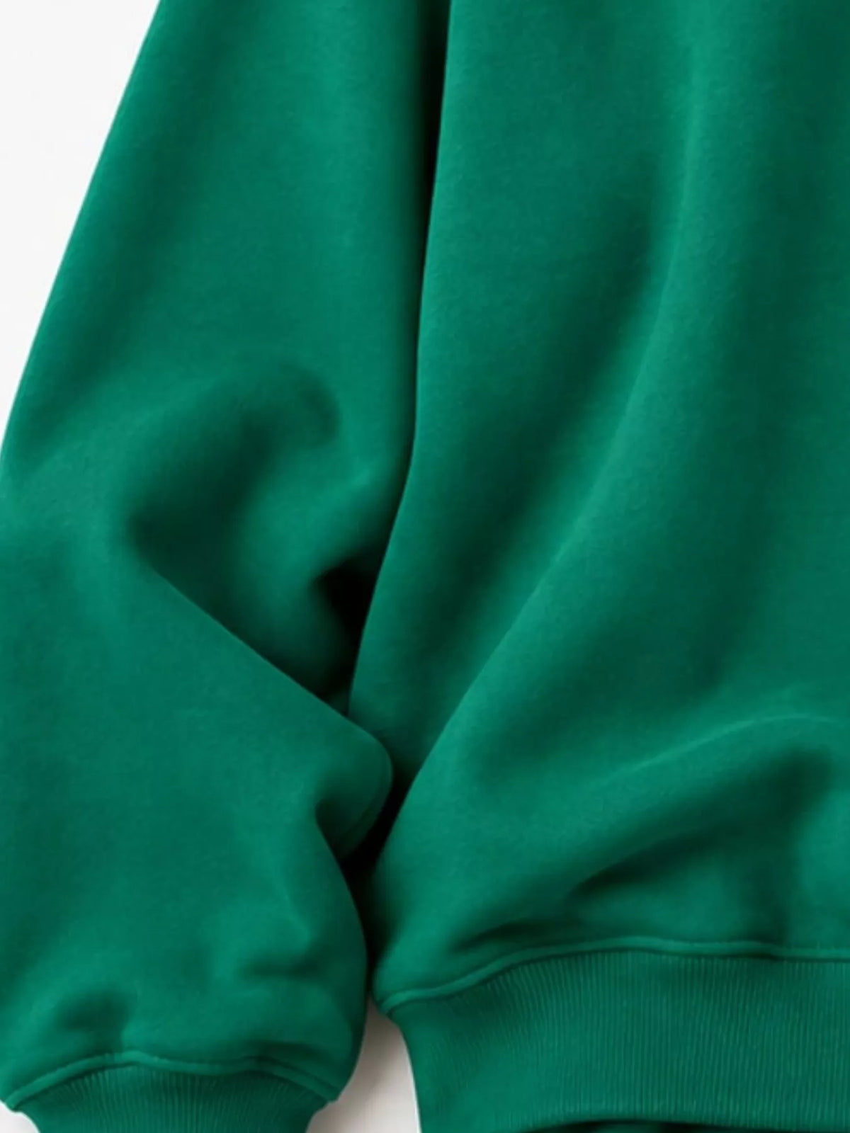 Green oversized dropped shoulder sweatshirt, fabric detail