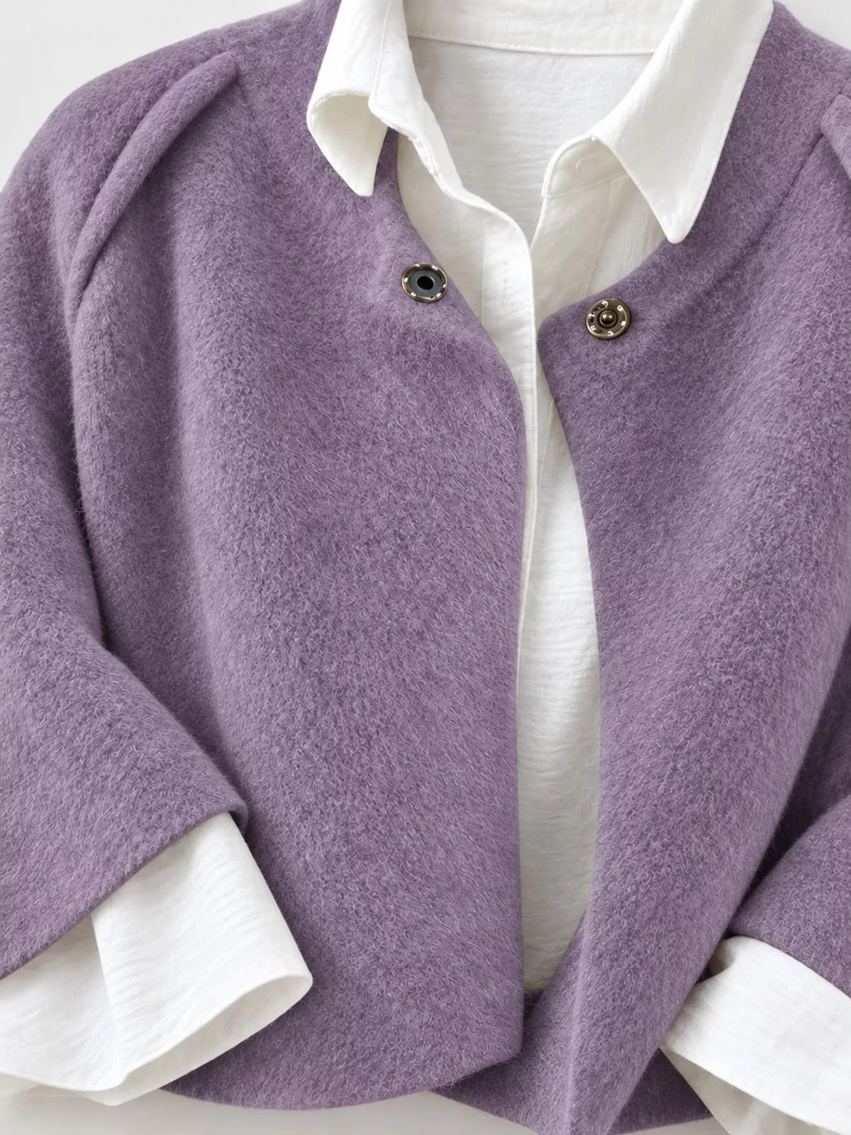 Fuzzy Texture Open-Front Cropped Jacket — construction details