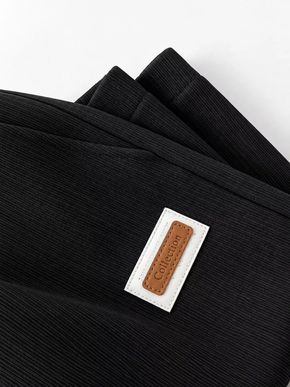 Women's Textured Drawstring Casual Shorts in black — fabric detail view