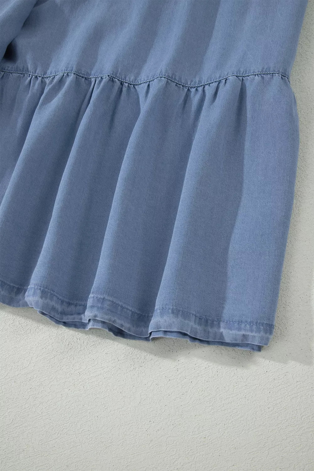 Trendsi Elastic Waist Ruffled Tiered Flared Denim Maxi Skirt -