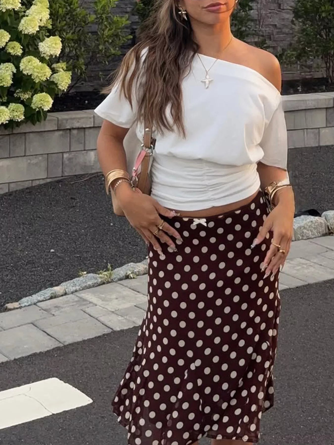Trendsi Polka Dot Midi Skirt -