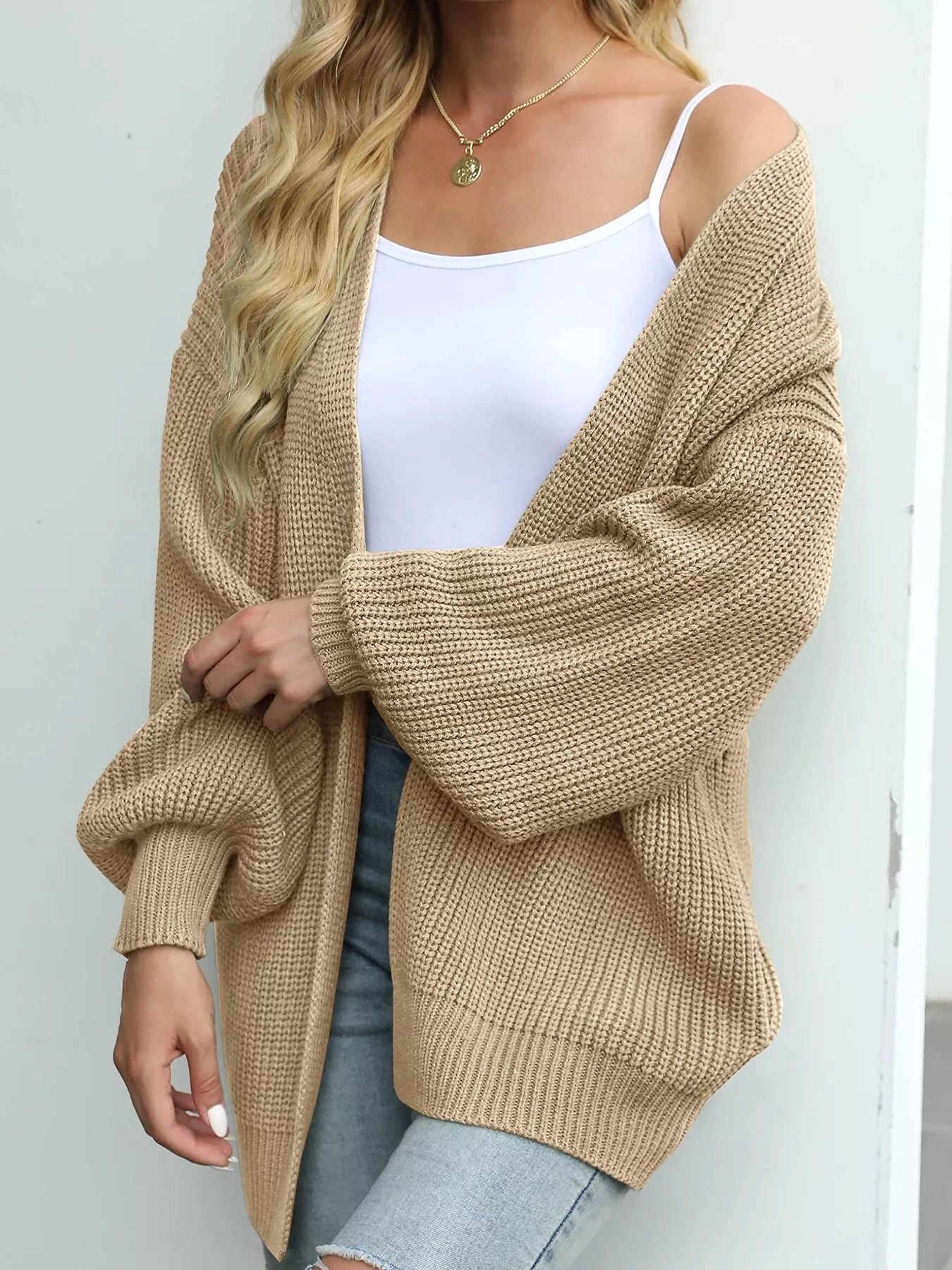Trendsi Chunky Knit Open Front Cardigan -