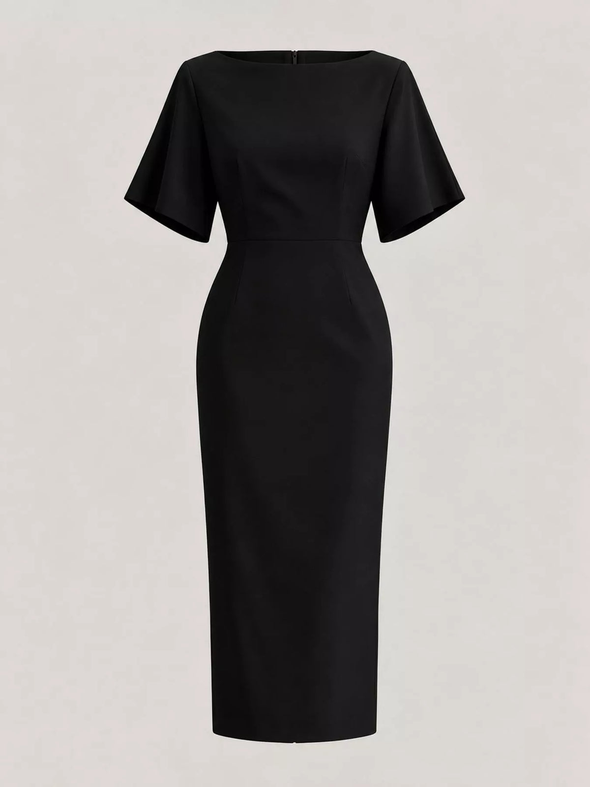 Boat neck short sleeve midi dress, product view
