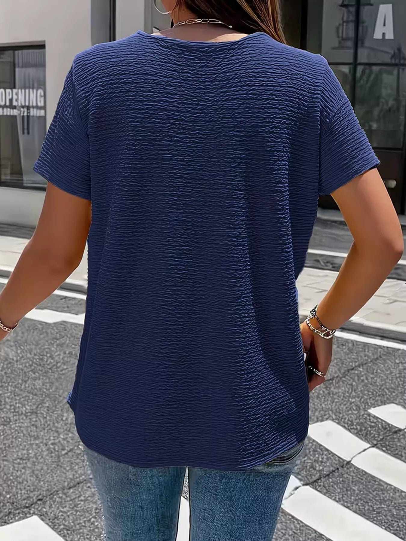 Trendsi Textured Short Sleeve Top -