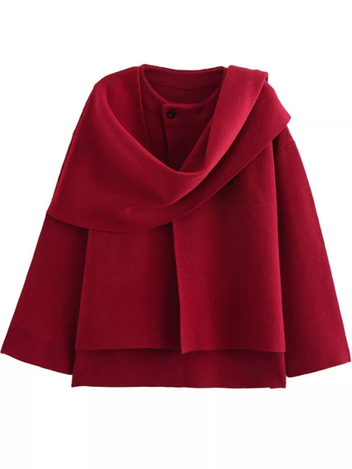 Oversized Drape-Front Knit Cardigan — garment front