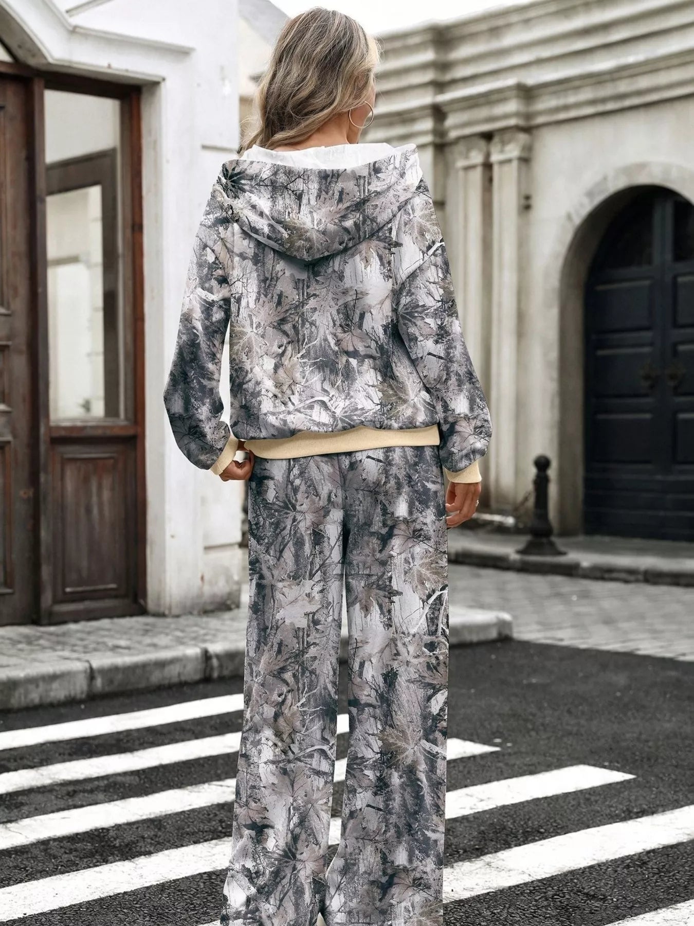 Trendsi Printed Long Sleeve Hoodie and Pants Set -