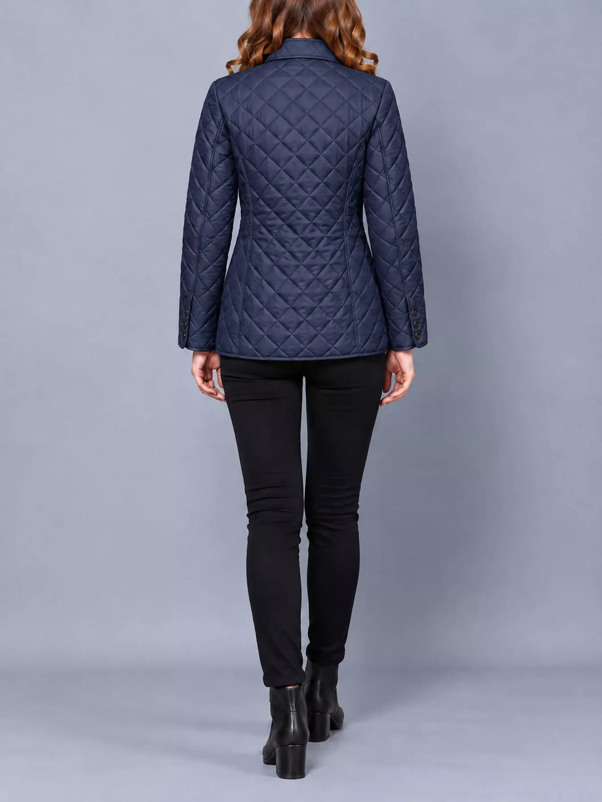 Quilted Lightweight Button-Down Jacket — back view