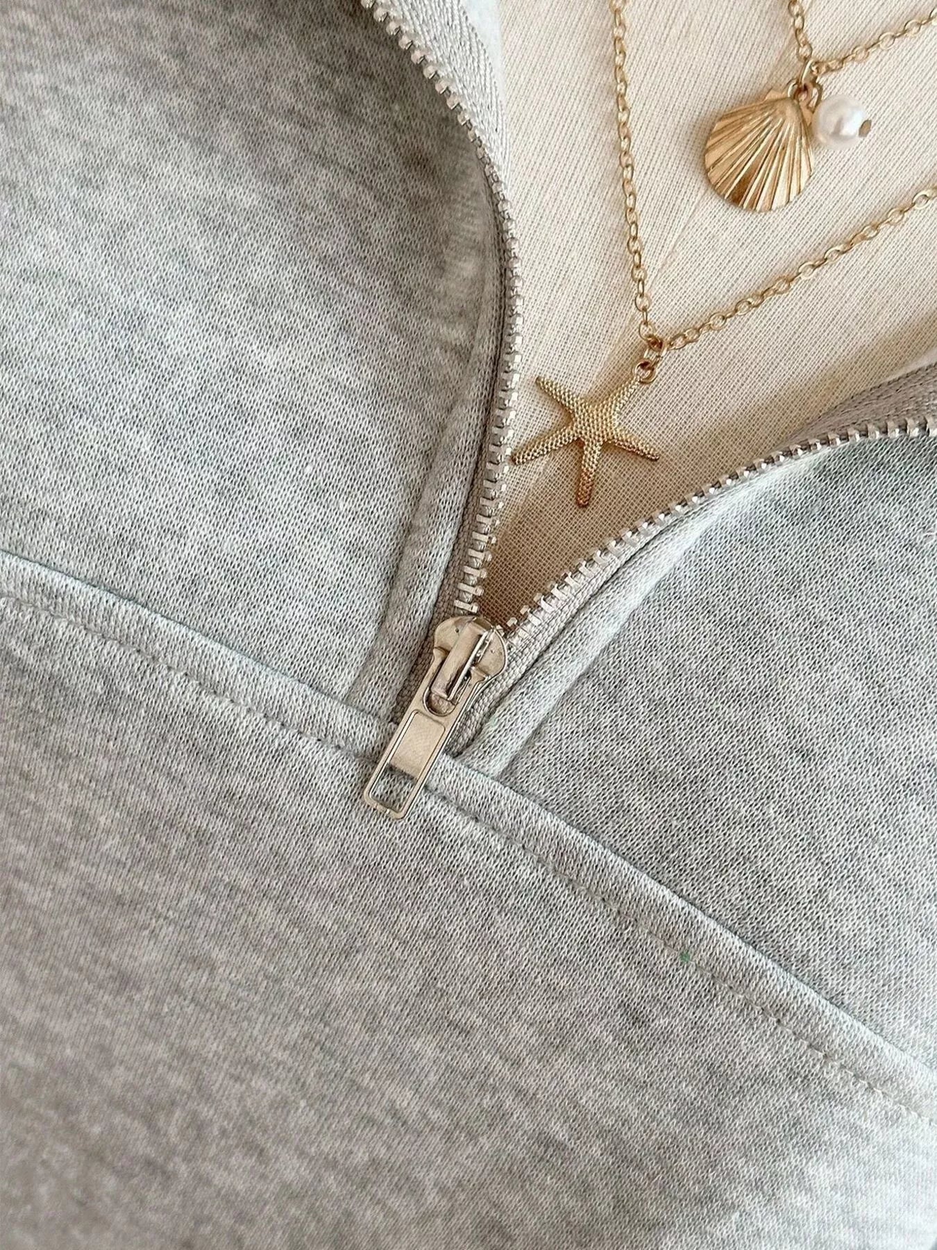 Trendsi Quarter-Zip Dropped Shoulder Sweatshirt -