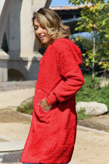 Trendsi Double Take Full Size Hooded Teddy Bear Jacket with Thumbholes - Outerwear