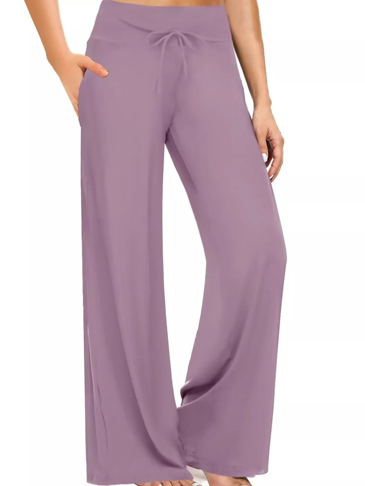 Wide-leg lounge pants, purple front