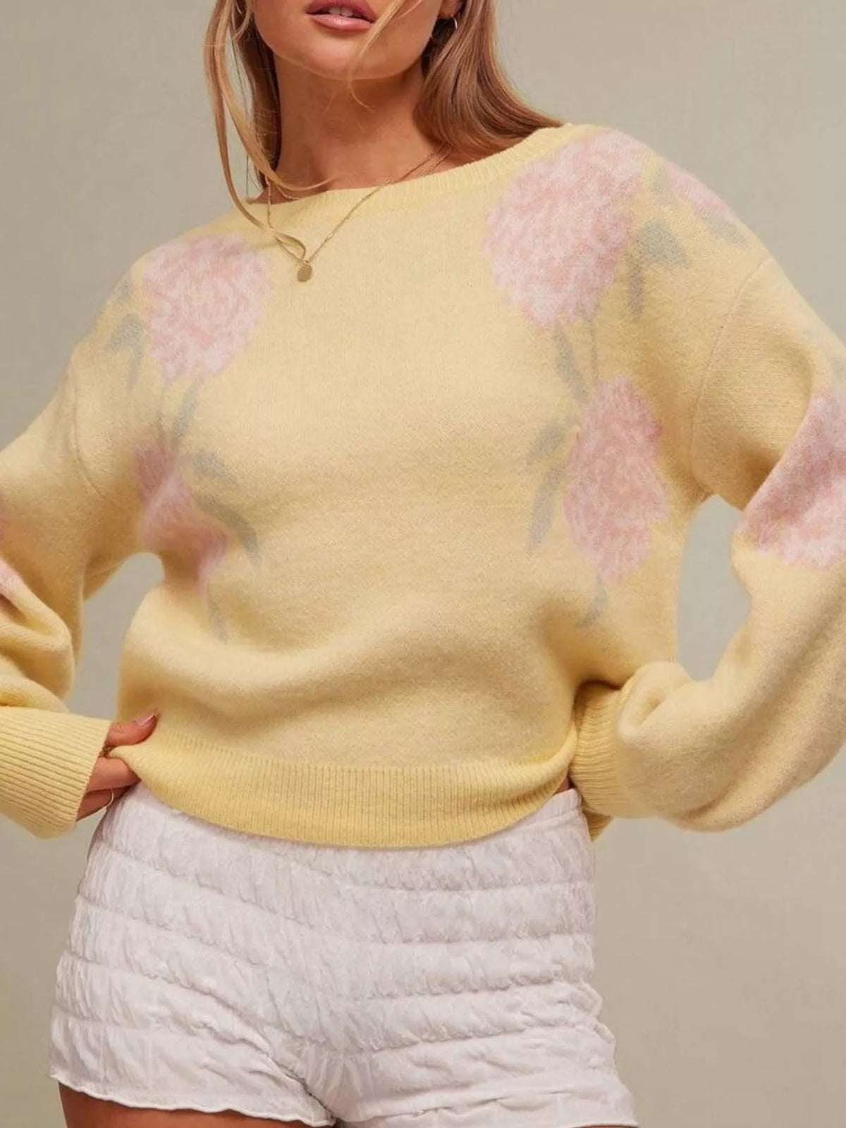 Yellow floral pattern sweater