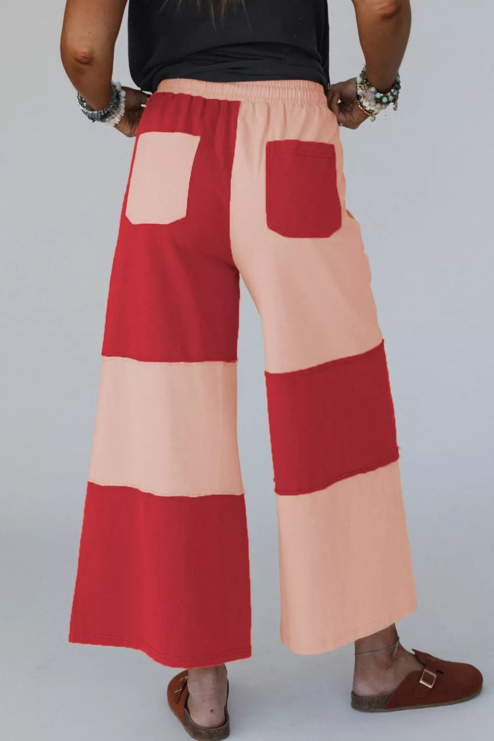 Trendsi Color-Block Wide-Leg Drawstring Pants -