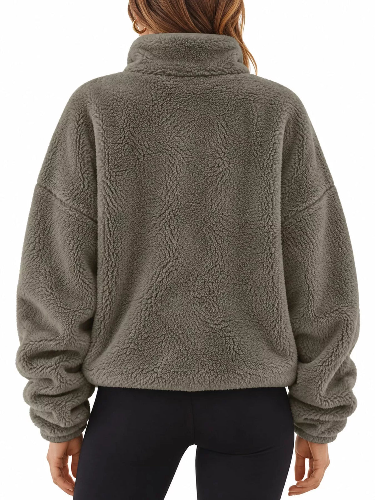 Sherpa quarter-zip sweatshirt, gray back