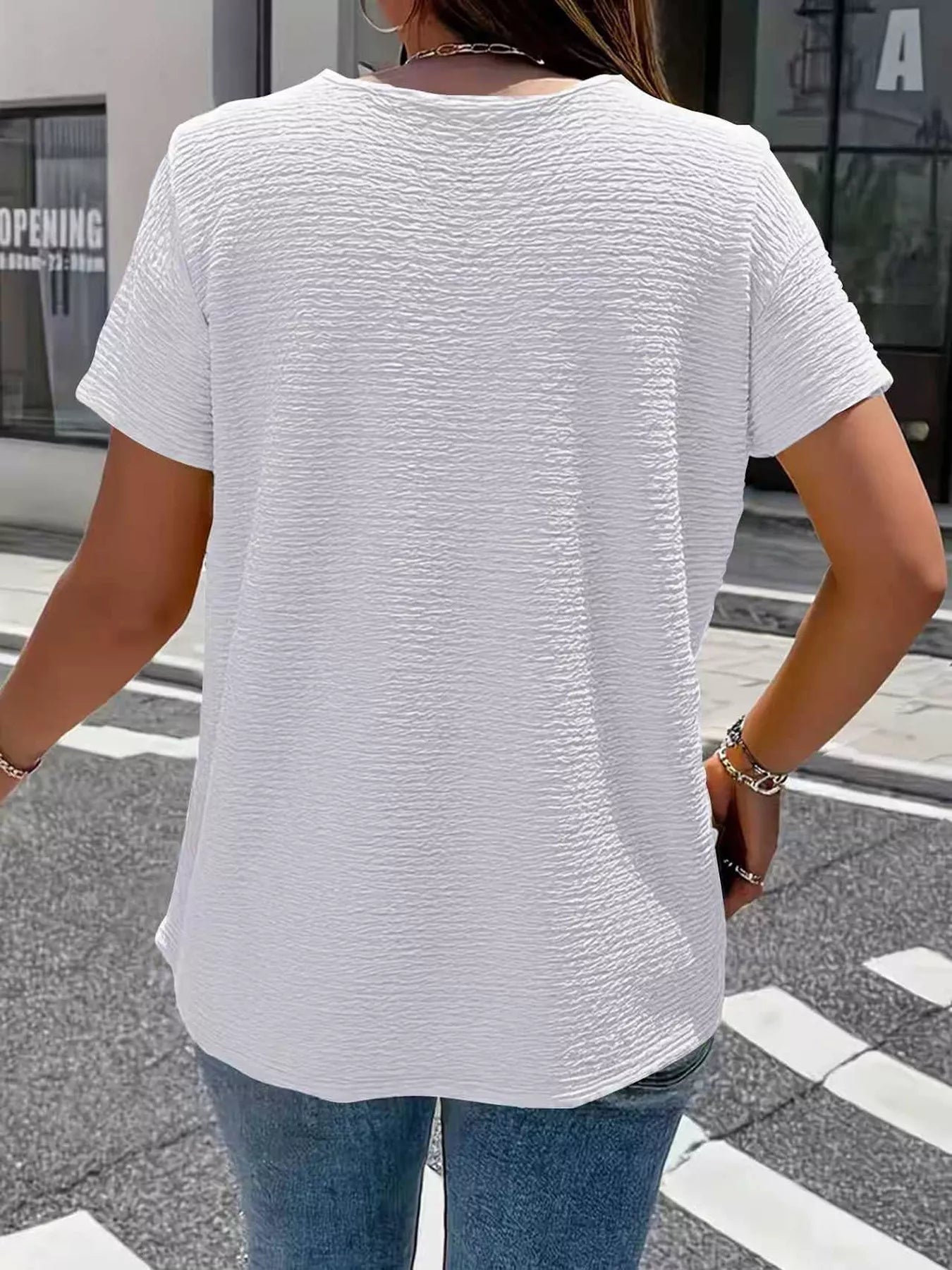 Trendsi Textured Short Sleeve Top -