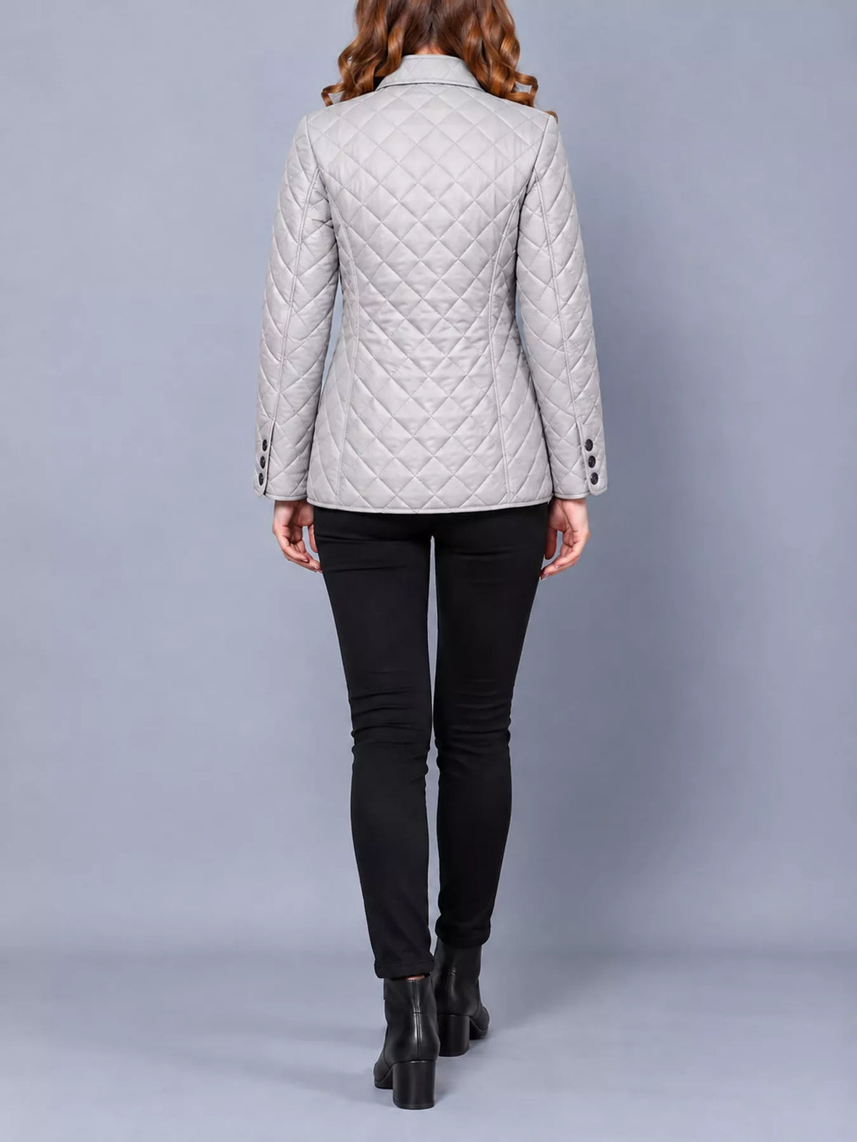 Quilted Lightweight Button-Down Jacket — back view