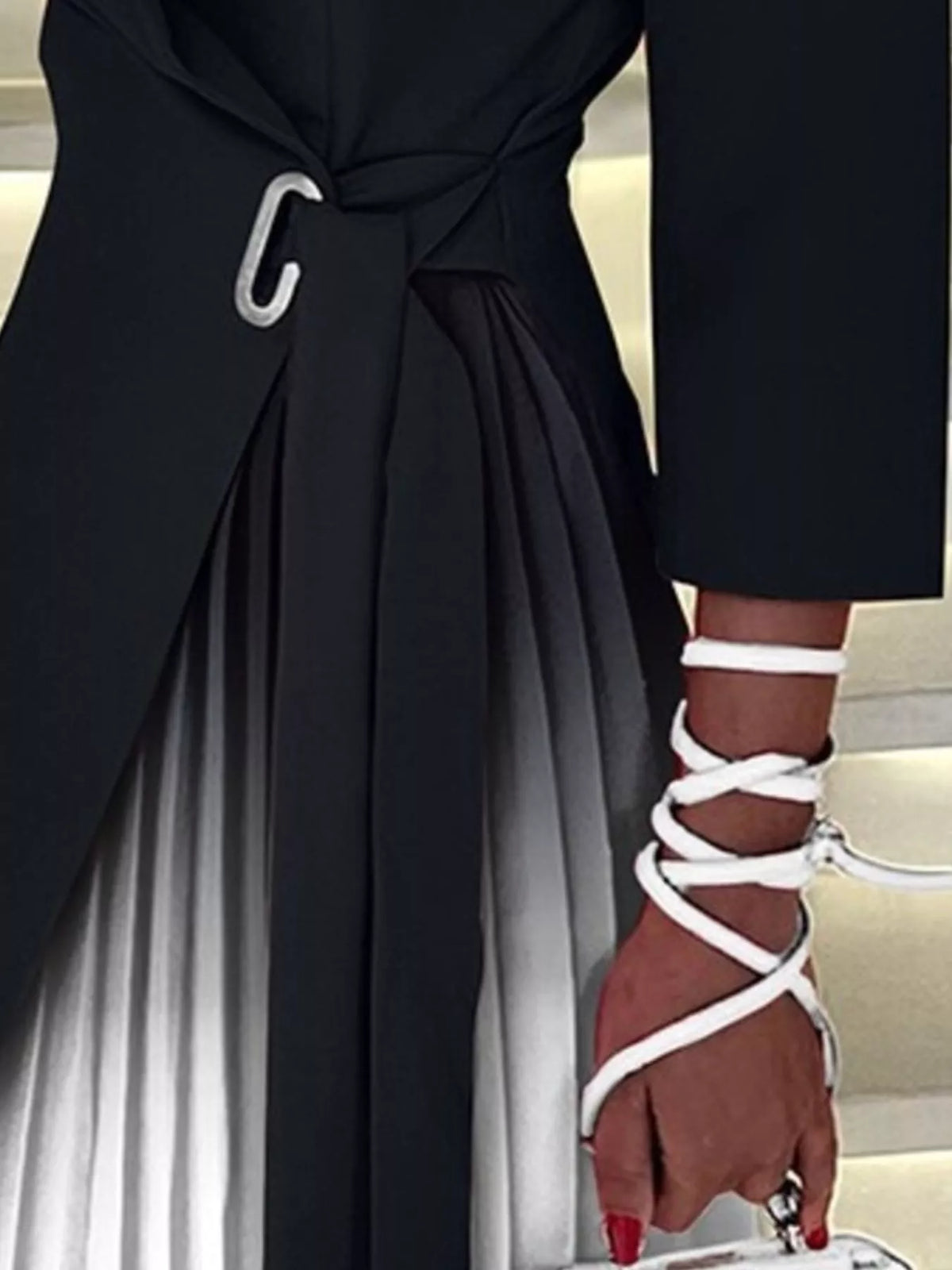 Blazer style pleated midi dress