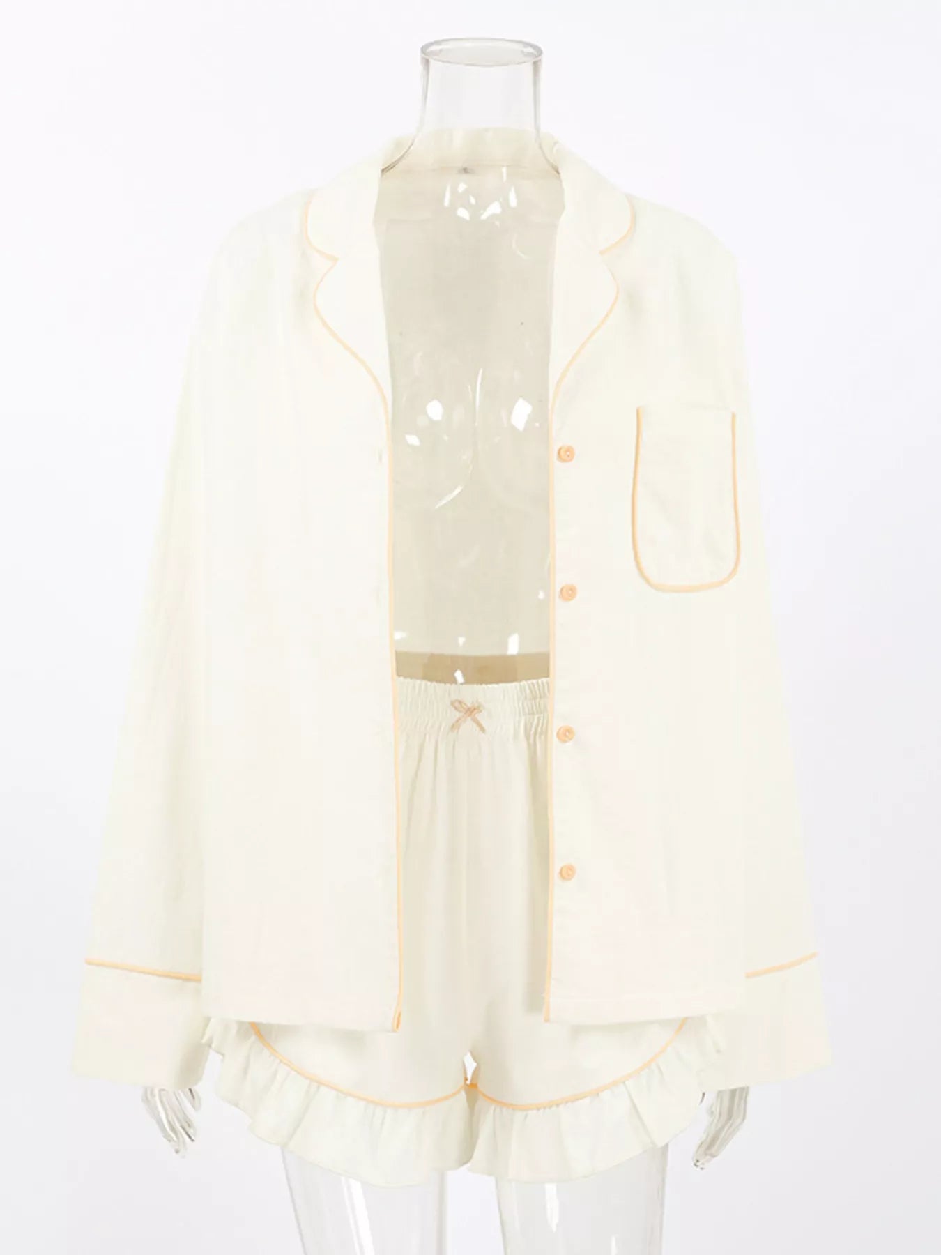 Trendsi Contrast Trim Long Sleeve Top and Shorts Lounge Set -